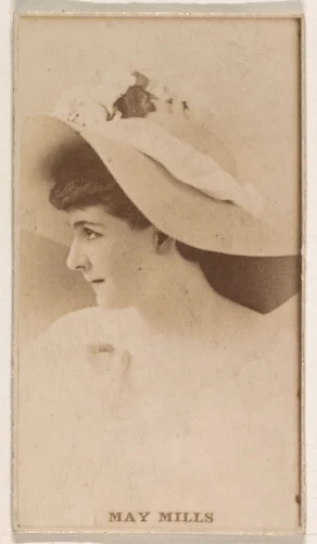 May Mills, from the Actresses series (N245) issued by Kinney Brothers to promote Sweet Caporal Cigarettes by Kinney Brothers Tobacco Company, photograph, 1890