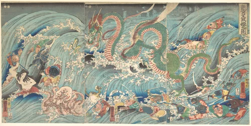 Recovering the Stolen Jewel from the Palace of the Dragon King by Utagawa Kuniyoshi (歌川國芳), print, 1615-1868