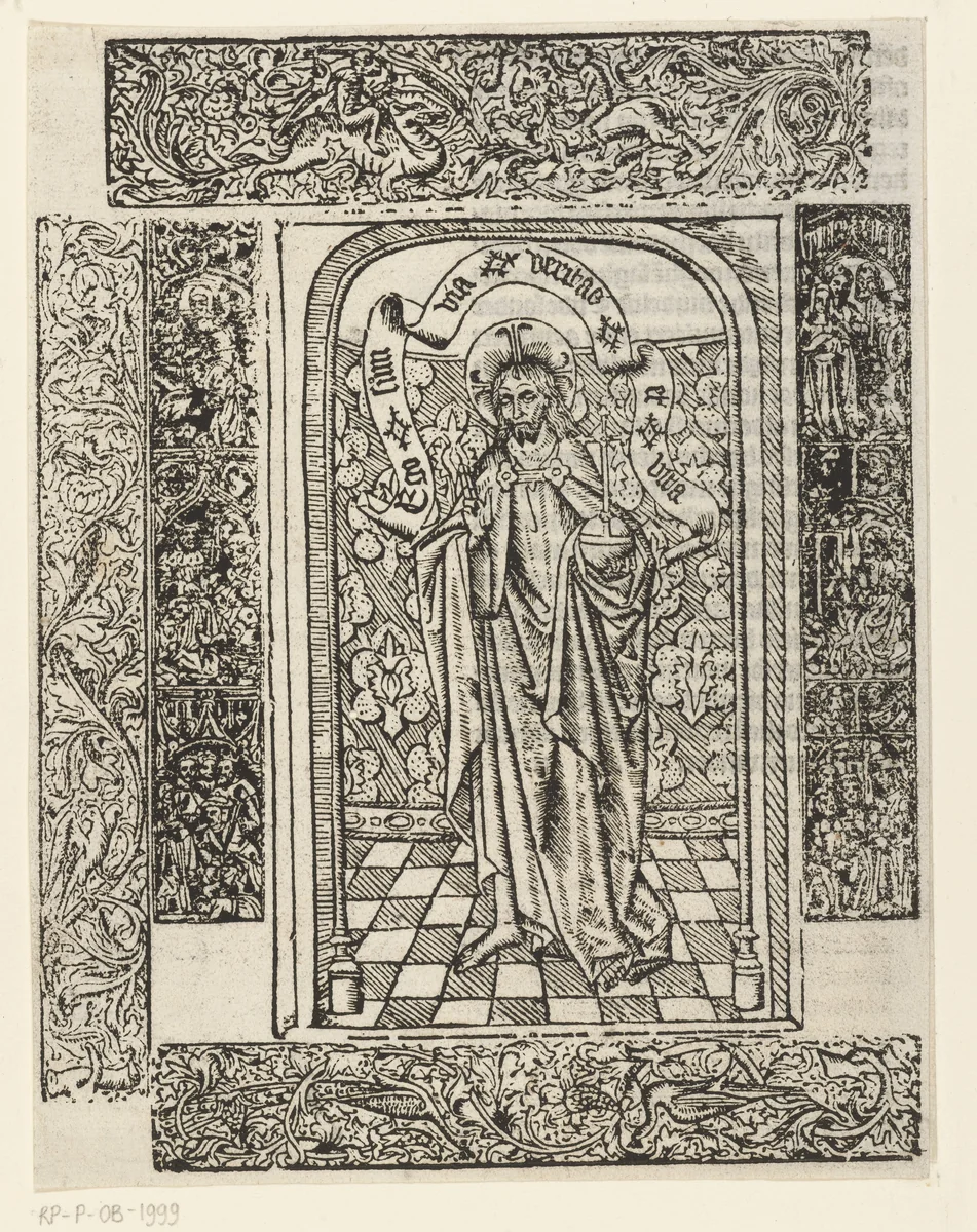 Christus als Salvator Mundi by Unknown, print, 1480-1500