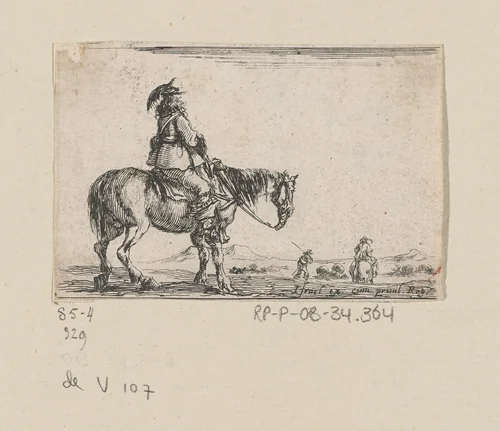Ruiter te paard by Stefano della Bella, print, 1620-1664