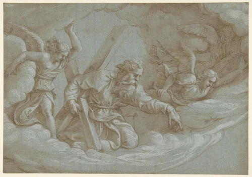 Apparition of Saint Andrew in Glory by Giulio Romano, drawing, 1499-1546