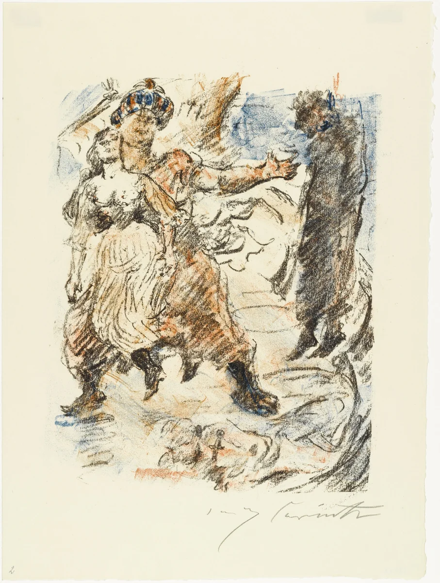 Aline Falls into the Hands of Corsairs (Aline fällt in die Hand der Korsaren) from The Queen of Golconda (Die Königin von Golkonde) by Lovis Corinth, print, 1920
