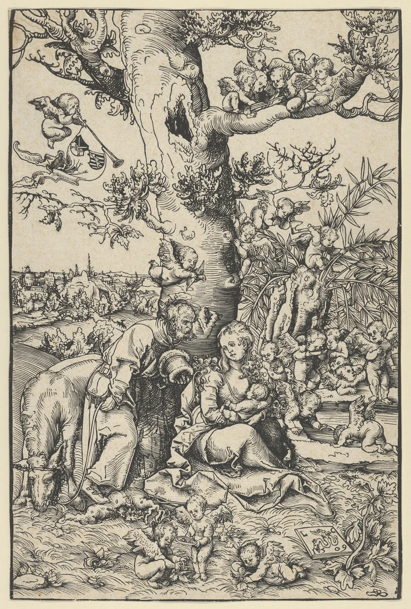Rest on the Flight into Egypt by Lucas Cranach, print, 1509