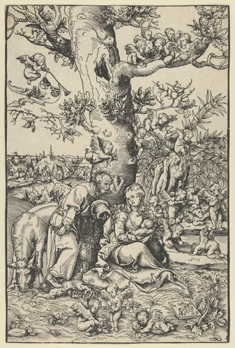 Rest on the Flight into Egypt by Lucas Cranach, print, 1509