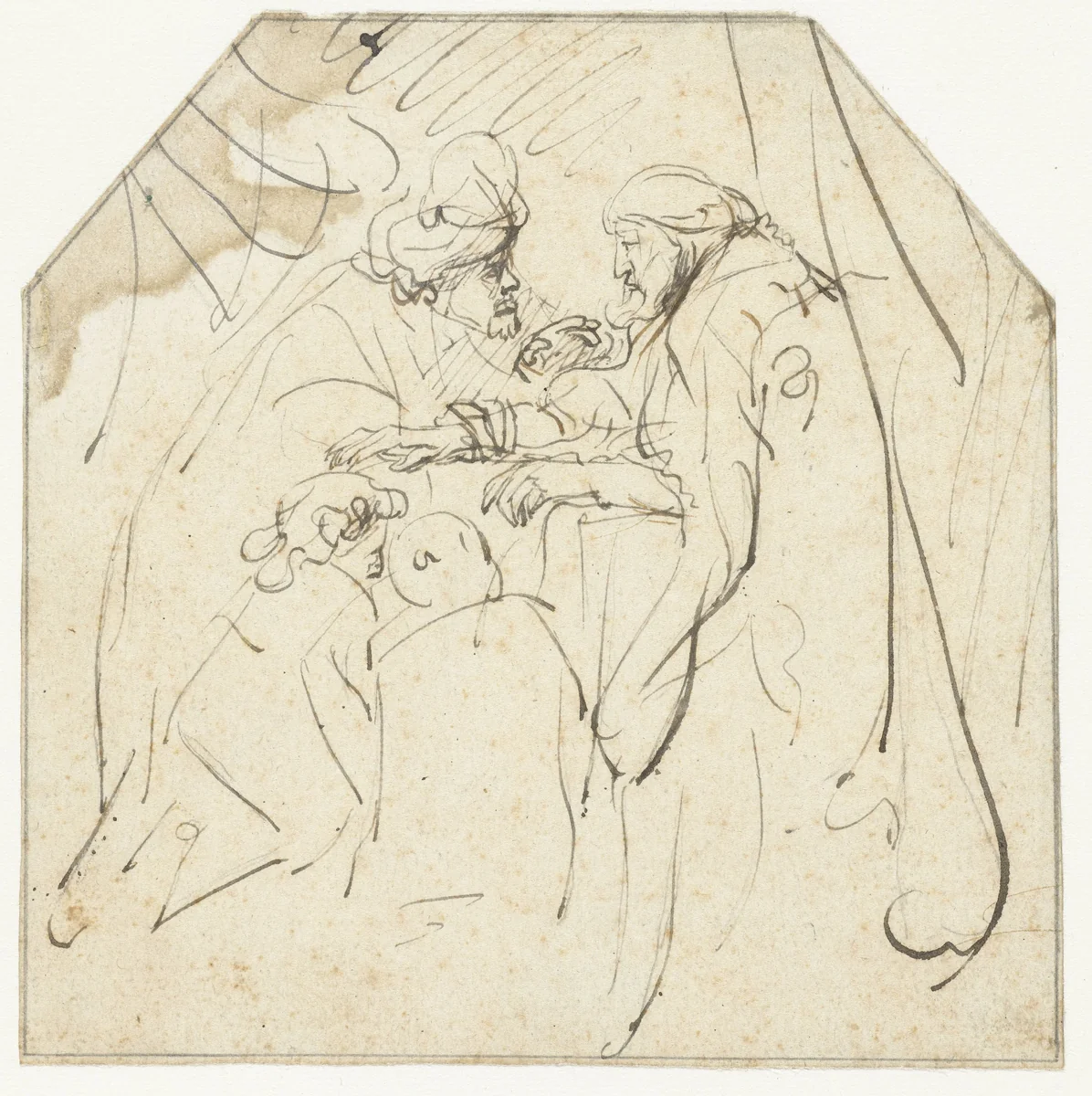 Jacob Blessing Ephraim and Manasseh, the Sons of Joseph by anonymous, drawing, 1635-1640