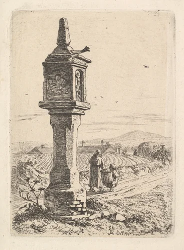 Memorial Column with an Iron Hand by Johann Christoph Erhard, print, 1811