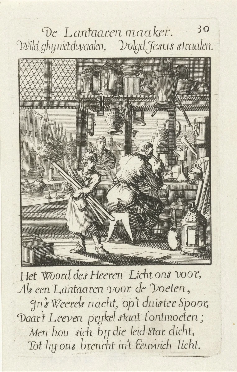 Lantaarnmaker by Jan Luyken, print, 1694