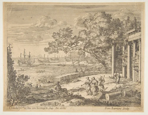 Landscape with Mercury by Claude Lorrain, print, 1668