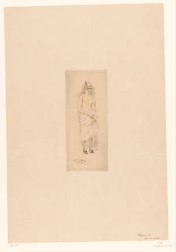 Vrouw met ontbloot bovenlijf by Félicien Rops, print, 1843-1898