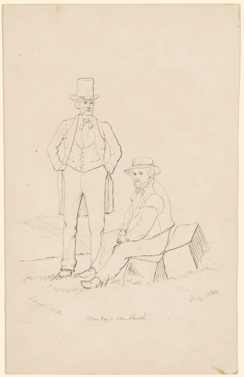 Mr. Way and Mr. Booth by James Wells Champney, drawing, 1862