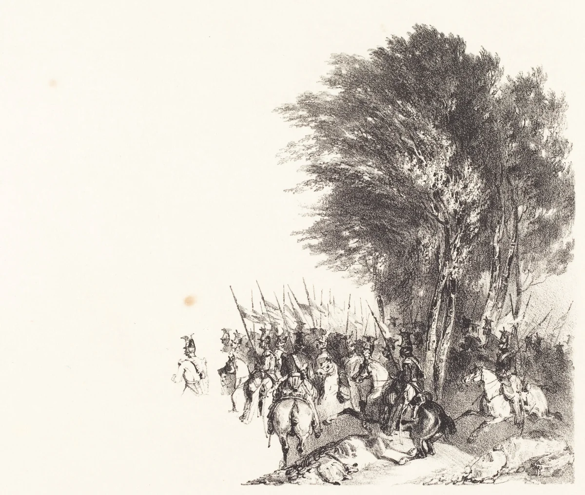 Lanciers en Marche (Lancers on the March) by Nicolas Toussaint Charlet, print, 1831