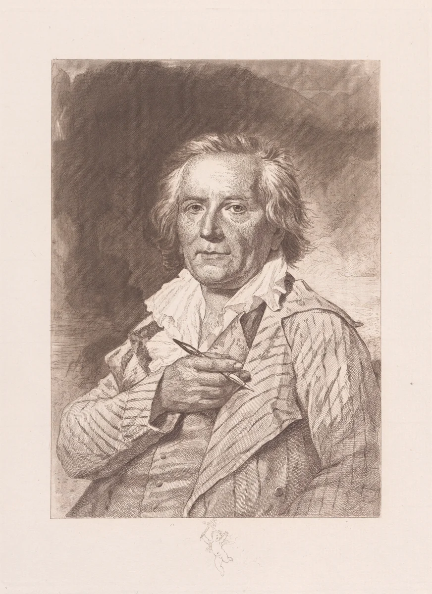 Portrait of Jean Honoré Fragonard by Tiburce de Mare, print, 1875-1885