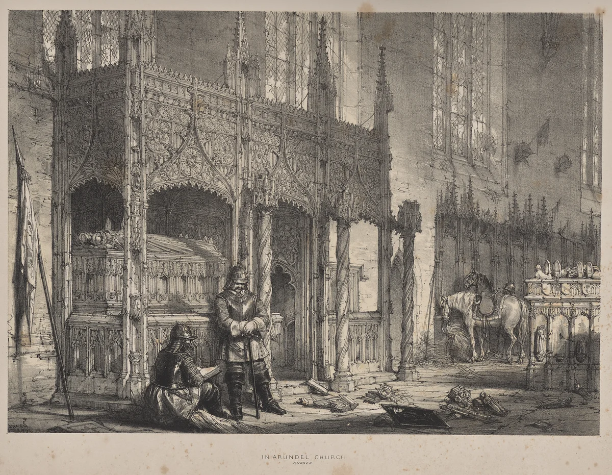 Architecture of the Middle Ages: In Arundel Church, Sussex by Joseph Nash, print, 1832-1838