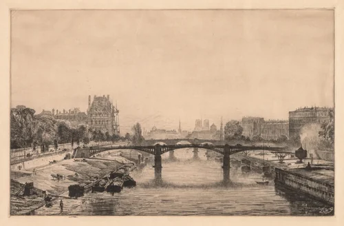 Paris, View from the Concorde Bridge by Maxime Lalanne, print, 1866