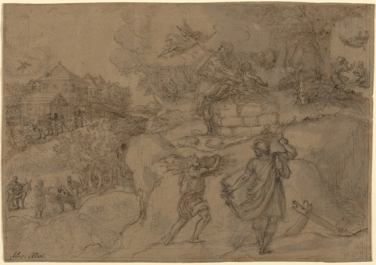 Sacrifice of Abraham by Alessandro Allori, drawing, 1535-1607