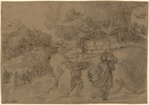 Sacrifice of Abraham by Alessandro Allori, drawing, 1535-1607
