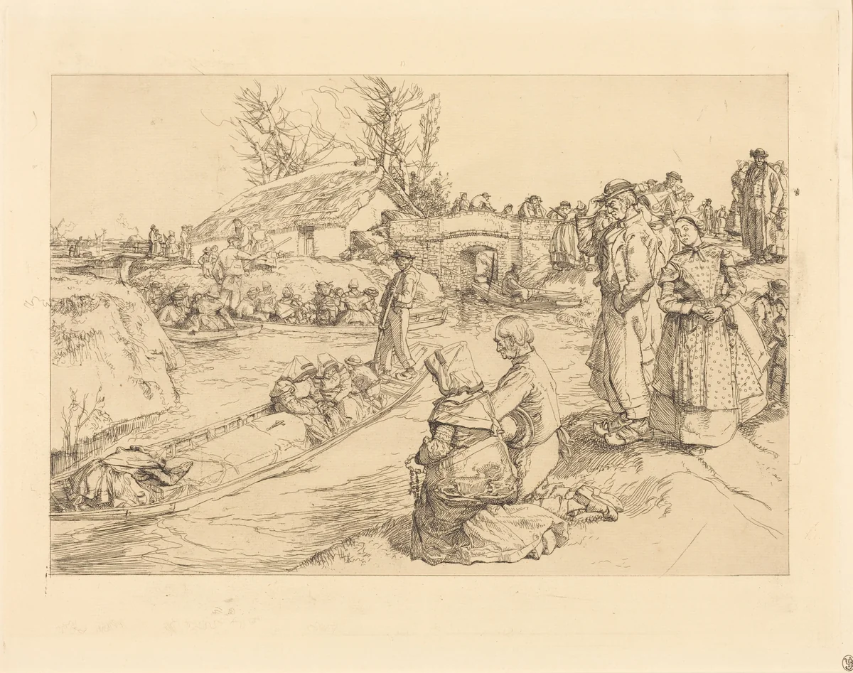 Burial in the Vendeen Marsh (Un enterrement dans le marais Vendeen) by Auguste Lepère, print, 1901
