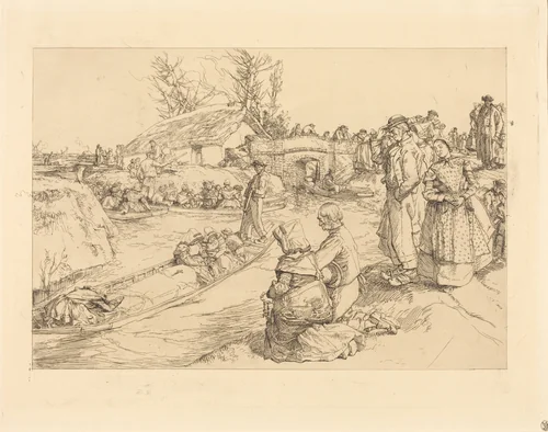 Burial in the Vendeen Marsh (Un enterrement dans le marais Vendeen) by Auguste Lepère, print, 1901