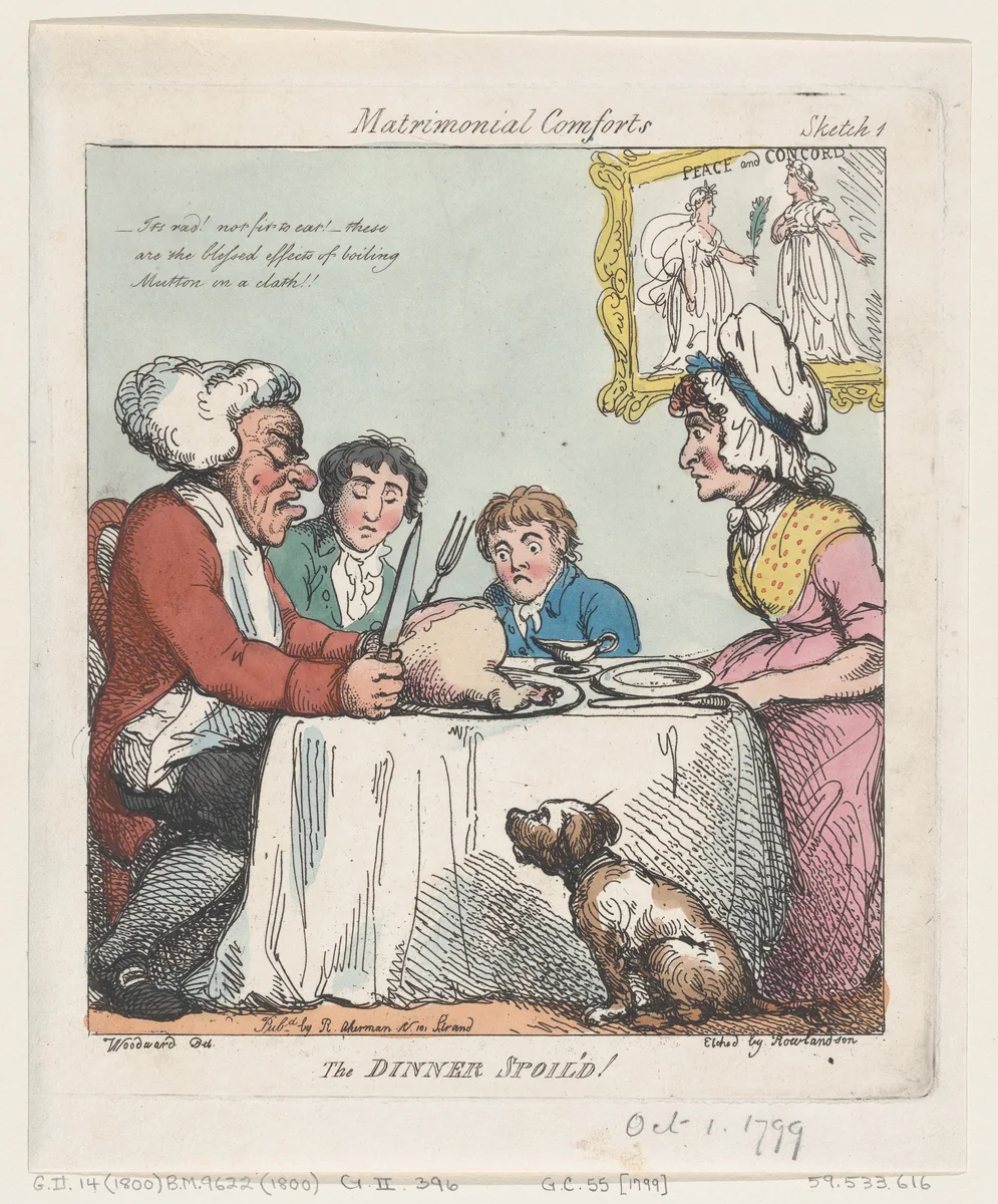 The Dinner Spoil'd! by Thomas Rowlandson, print, 1800