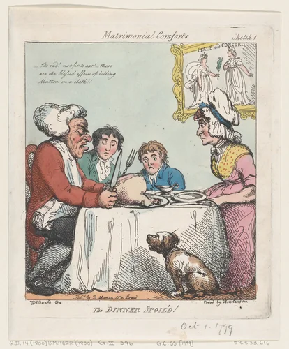 The Dinner Spoil'd! by Thomas Rowlandson, print, 1800