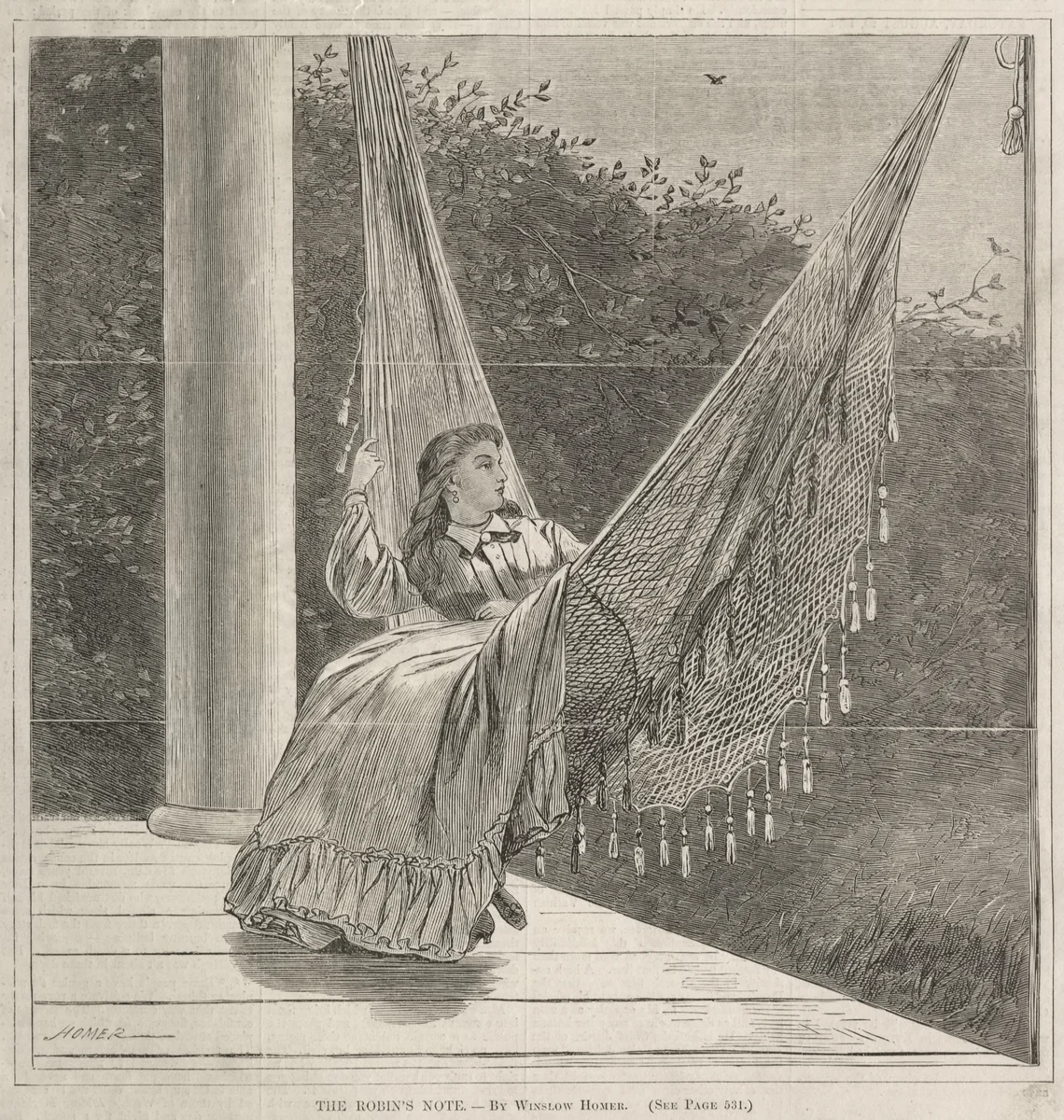The Robin's Note by Winslow Homer, print, 1870