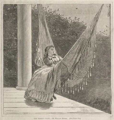 The Robin's Note by Winslow Homer, print, 1870