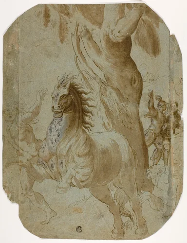 Conversion of St. Paul (recto); Man Seen from Back (verso) by Giovanni Antonio da Pordenone, drawing, 1500-1599