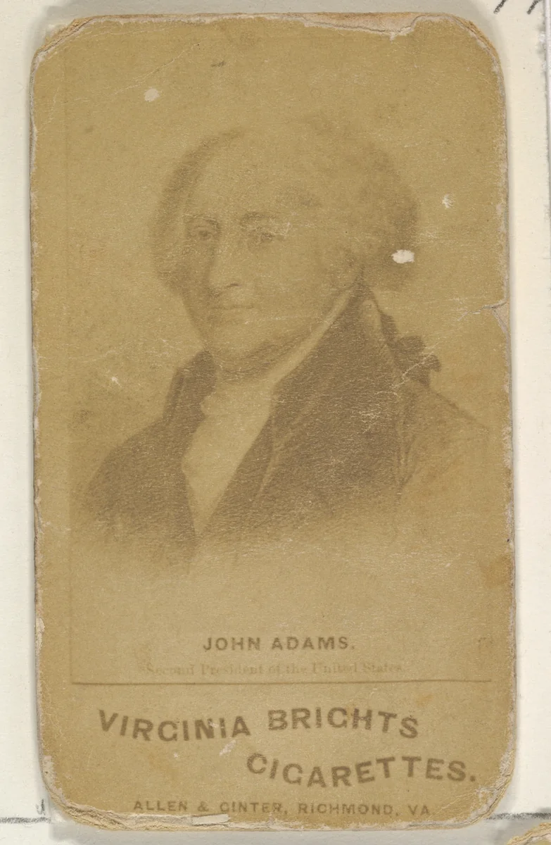 John Adams, from the Presidents of the United States series (N51) for Virginia Brights Cigarettes by Allen & Ginter, photograph, 1885-1889