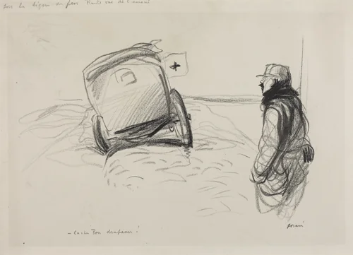 Sur la ligne de feu by Jean-Louis Forain, drawing, 1914-1919
