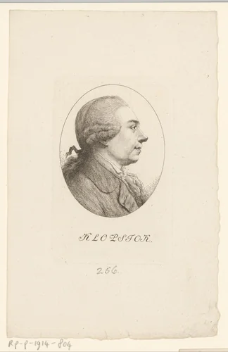 Portret van Friedrich Gottlieb Klopstock by Heinrich Pfenninger, print, 1759-1815