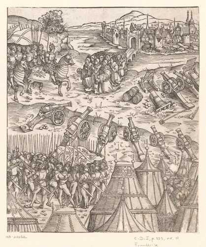 Keizer Maximiliaan I wreekt de belediging van zijn dochter by anonymous, print, 1515