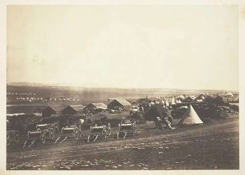 Artillery Waggons, Balaklava in the Distance by Roger Fenton, photograph, 1855