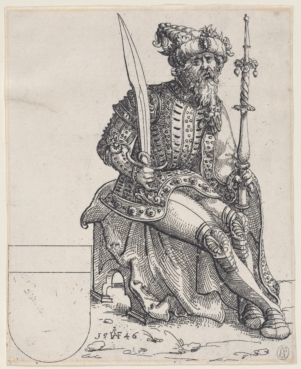 Maximilian I, from Herberstain, Rerum Moscoviticarum Commentarii by Augustin Hirschvogel, print, 1546