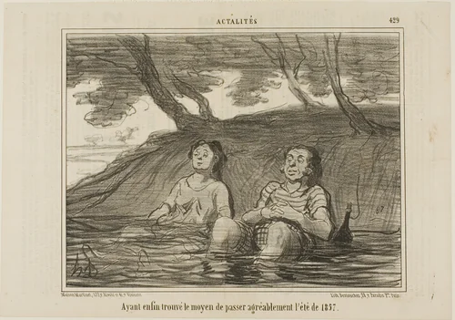 Having finally found the solution to spend the summer of 1857 in a pleasant way, plate 429 from Actualités by Honoré-Victorin Daumier, print, 1857