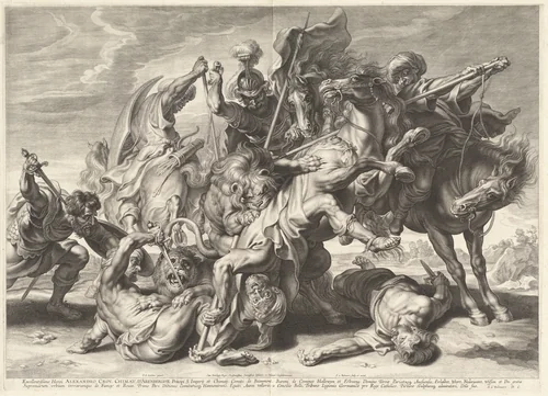 Lion Hunt by Schelte Adams Bolswert, print, 1586-1659