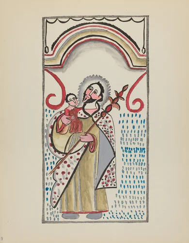 Plate 9: Saint Joseph & Child: From Portfolio "Spanish Colonial Designs of New Mexico" by American 20th Century, index of american design, 1935-1942
