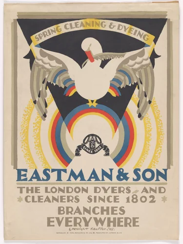 Spring Cleaning; Eastman & Son, the London Dyers & Cleaners since 1802 by E. McKnight Kauffer, design, 1925