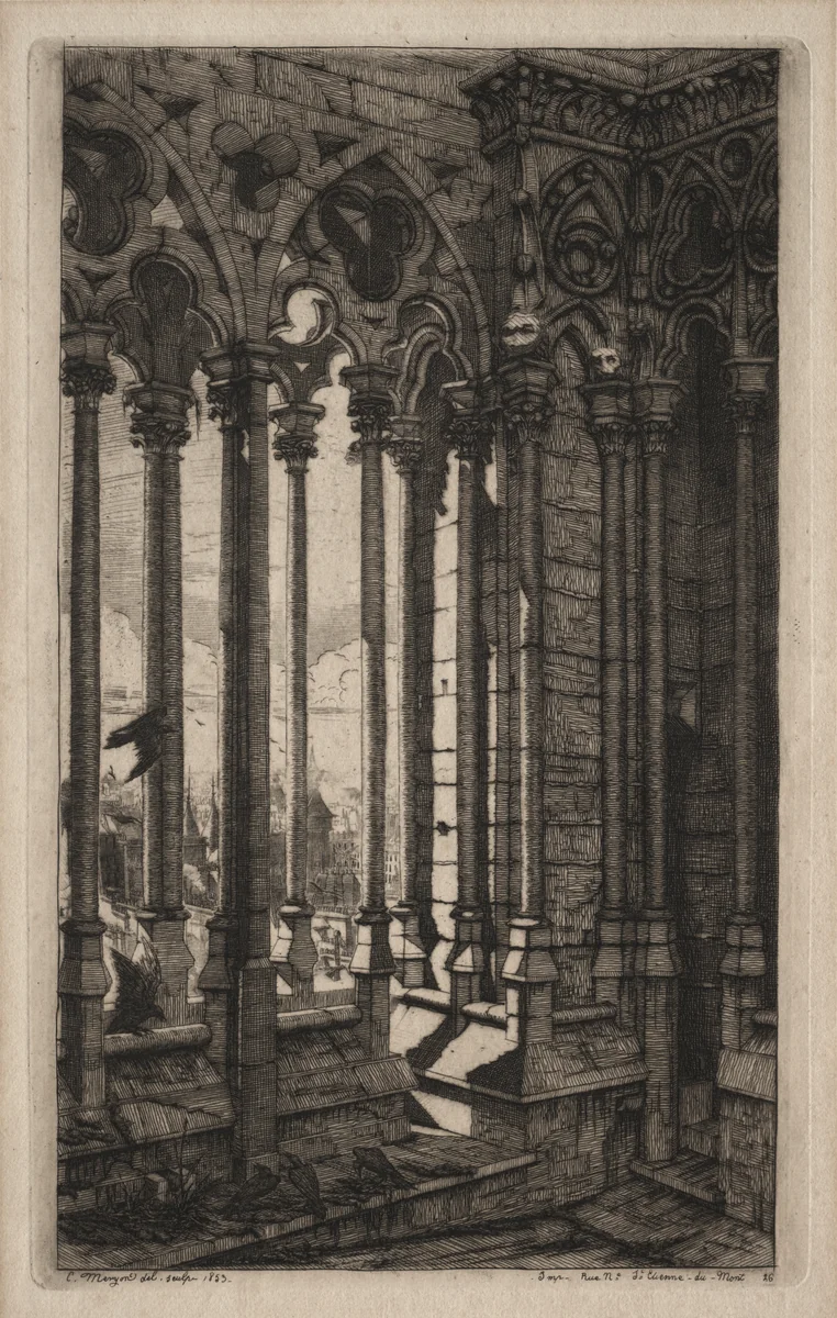 Etchings of Paris: The Gallery of Notre Dame by Charles Meryon, print, 1853
