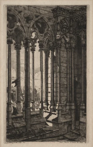Etchings of Paris: The Gallery of Notre Dame by Charles Meryon, print, 1853
