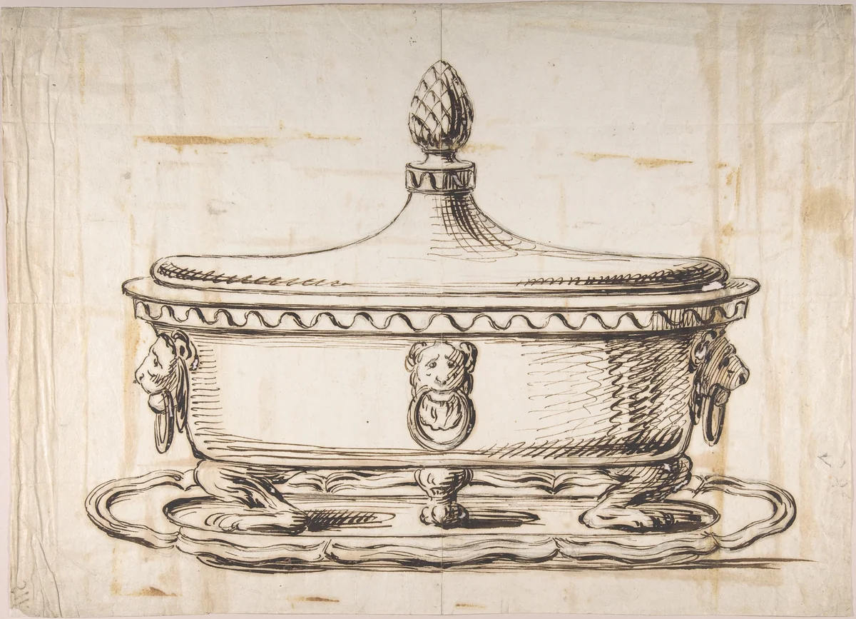 Tureen with Cover by anonymous, drawing, 1800-1900