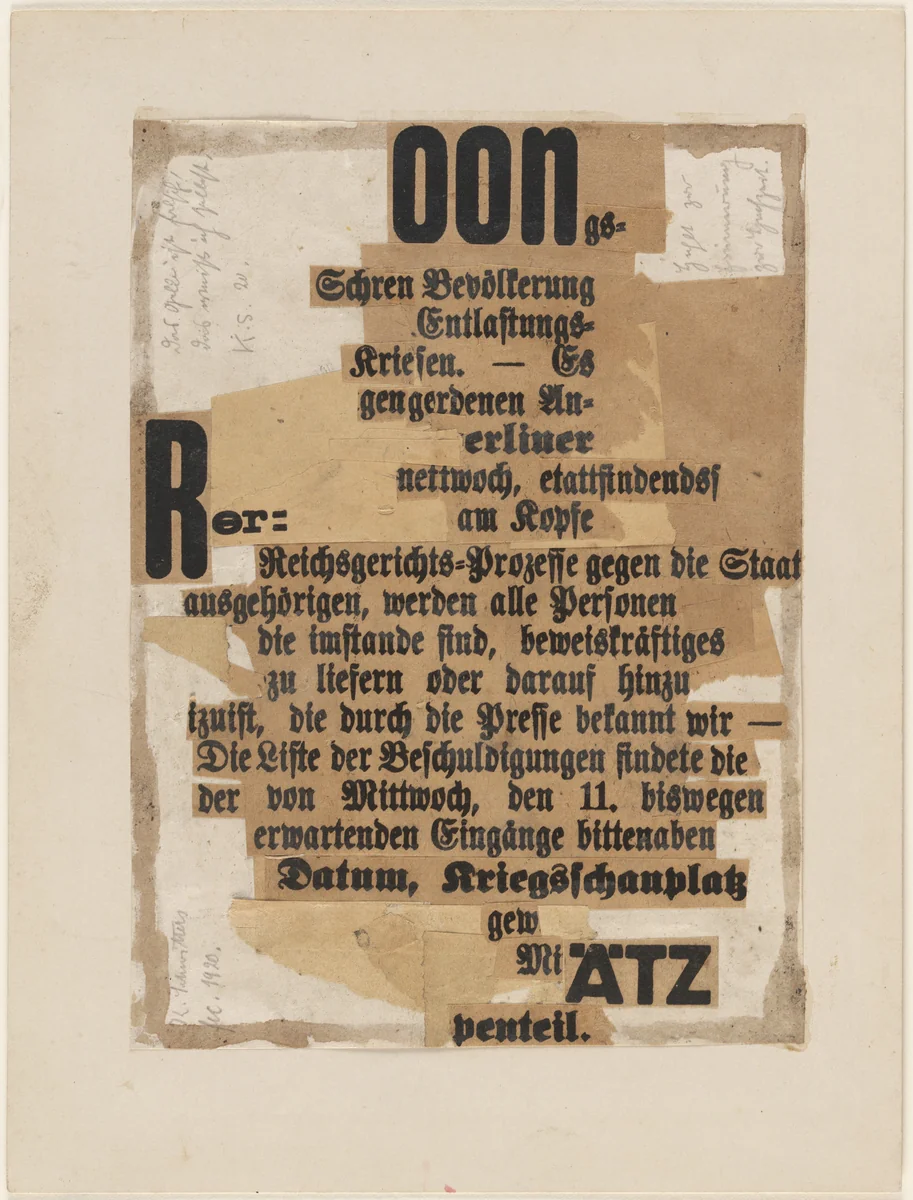 Untitled (fec.) by Kurt Schwitters, drawing, 1920