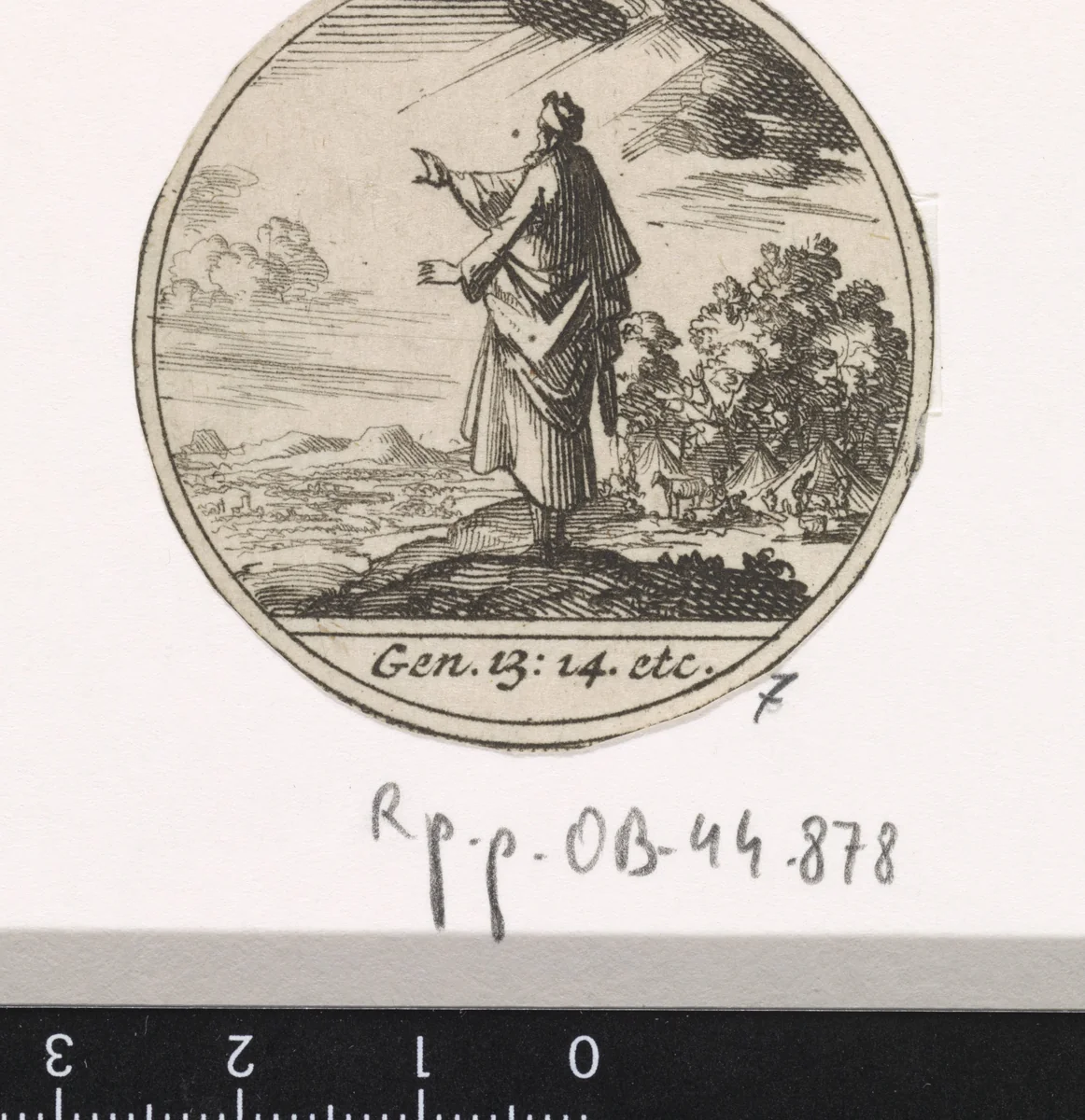 Abraham kijkt uit over het beloofde land Kanaän by Jan Luyken, print, 1700