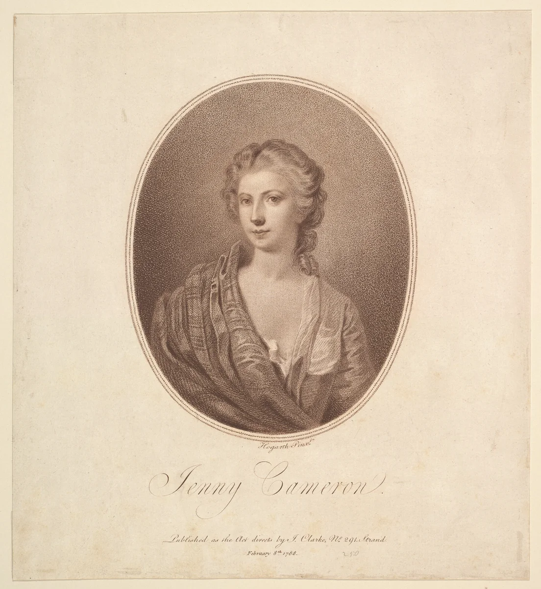 Jenny Cameron by William Hogarth, print, 1788