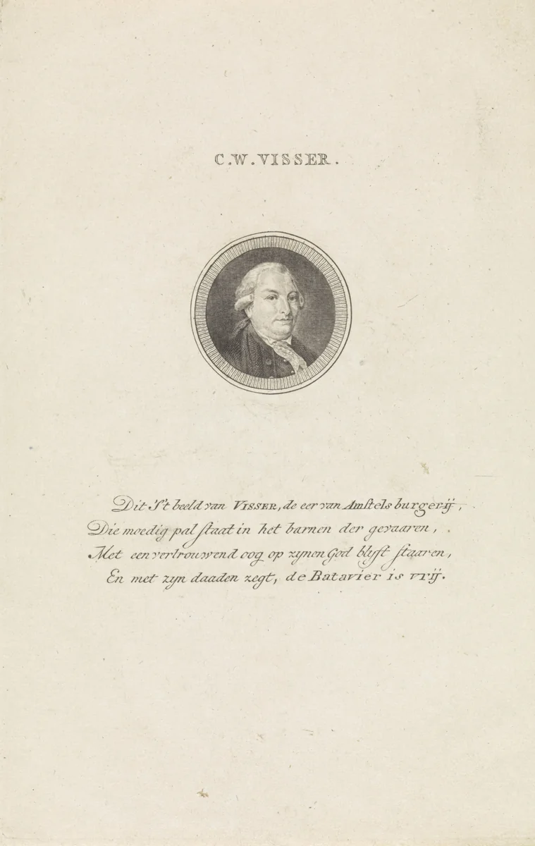 Portret van Carel Wouter Visscher by Abraham Jacobsz. Hulk, print, 1787