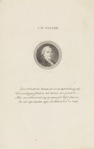 Portret van Carel Wouter Visscher by Abraham Jacobsz. Hulk, print, 1787