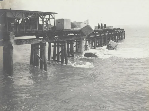 East Breakwater -- Limon Bay. Plowing 25 ton concrete blocks by Unidentified Photographer, photograph, 1916
