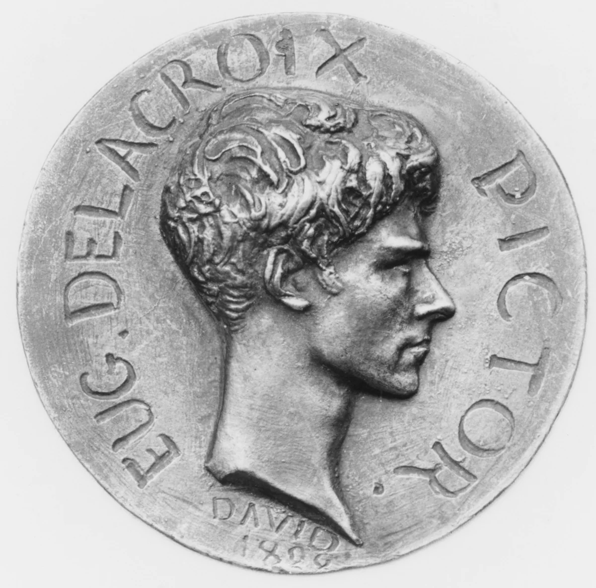 Ferdinand Victor Eugène Delacroix (1798–1863) by Pierre-Jean David d'Angers, metalwork, 1828