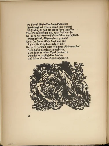 The Puppeteer (Der Puppenspieler) (in-text plate, page 44) from Der Findling (The Foundling) by Ernst Barlach, illustrated book, 1922