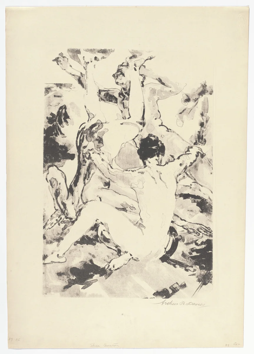 Three Acrobats by Arthur B. Davies, print, 1919