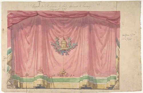 Design for a Stage Curtain by Eugène Cicéri, drawing, 1830-1890